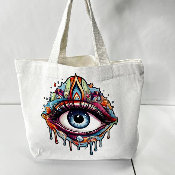 Evil Eye Canvas Tote Bag Small - Picture 2 of 5